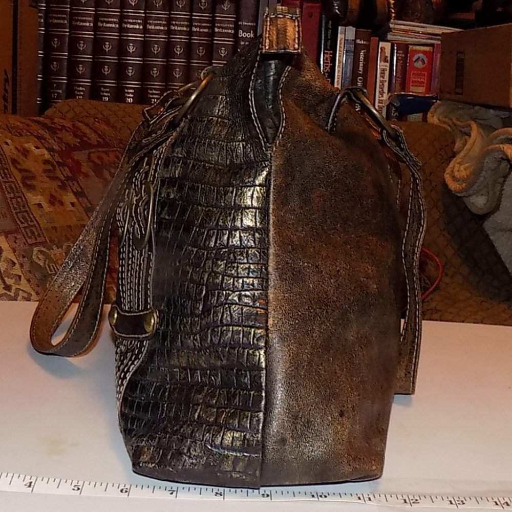 Marco Buggiani Croc embossed large leather bag - Picture 4 of 16